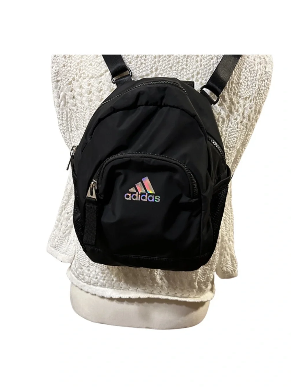 adidas Black Mini Backpack with Iridescent Logo - Picture 9 of 10
